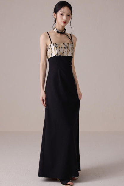 Bamboo Jacquard Halter Dress