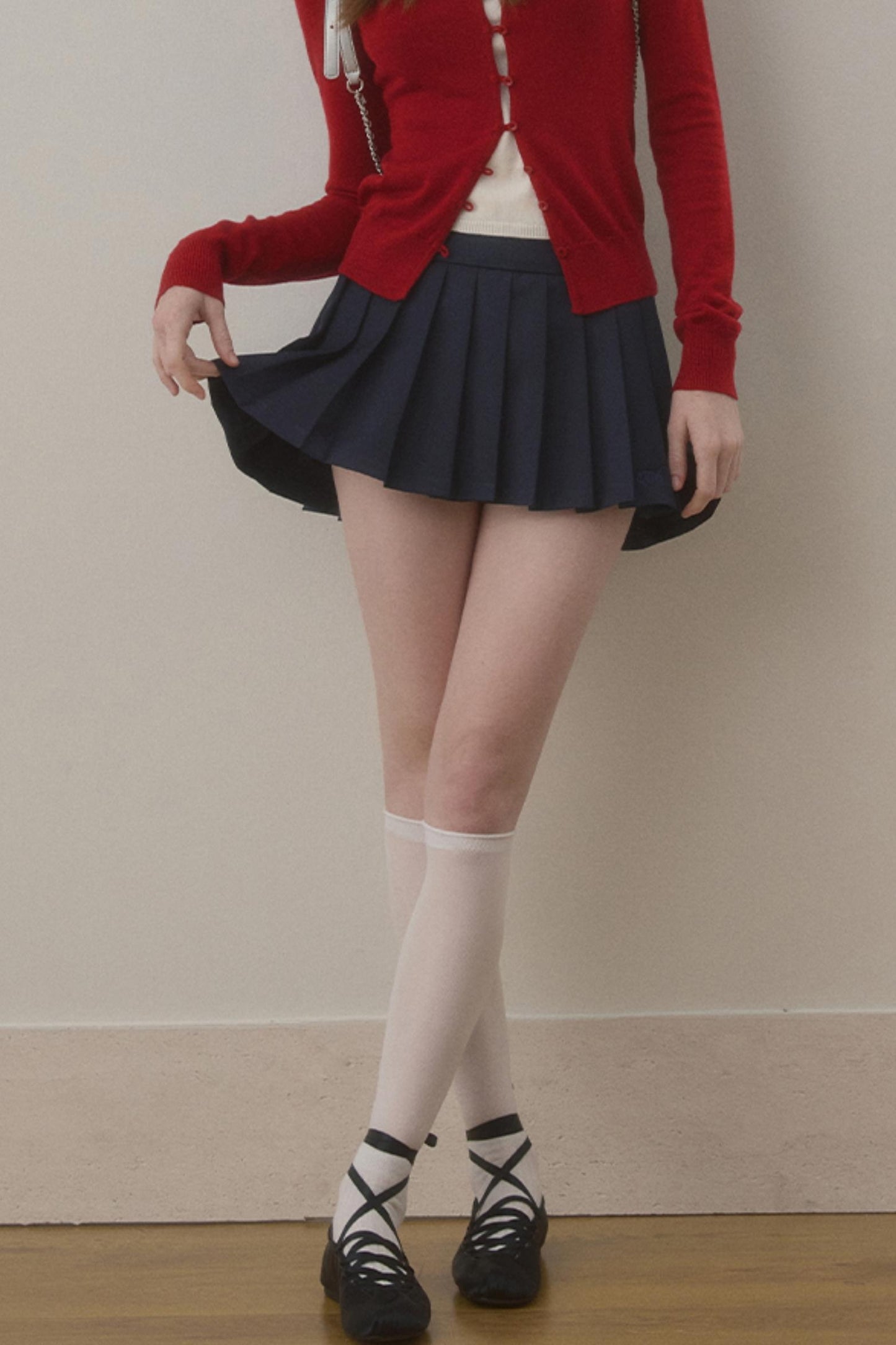 Double-Waist Pleated Skirt