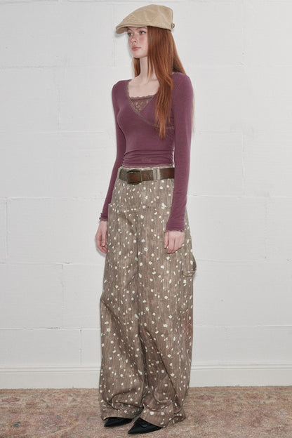 Lace-Trimmed Asymmetrical Tee