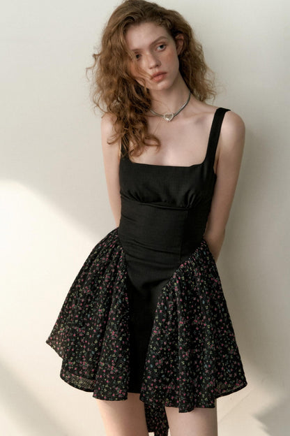 Floral Patchwork Bowtie Camisole Dress