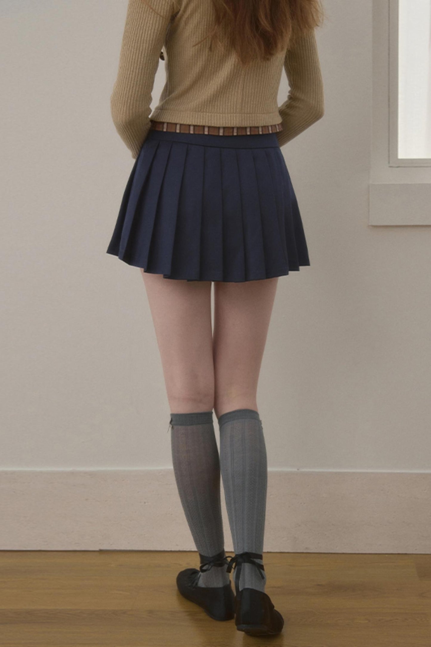 Double-Waist Pleated Skirt