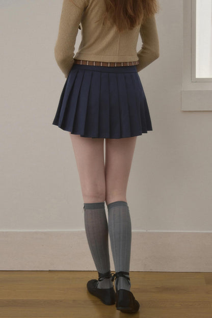 Double-Waist Pleated Skirt