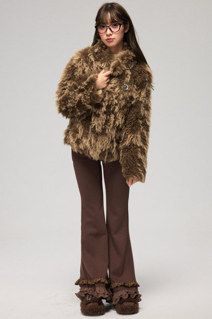 Bloom Pattern Fur Coat