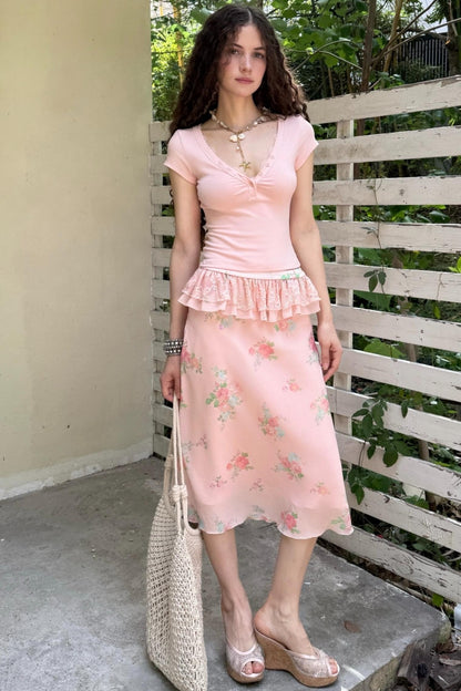 Floral Buttoned Blouse Set-Up