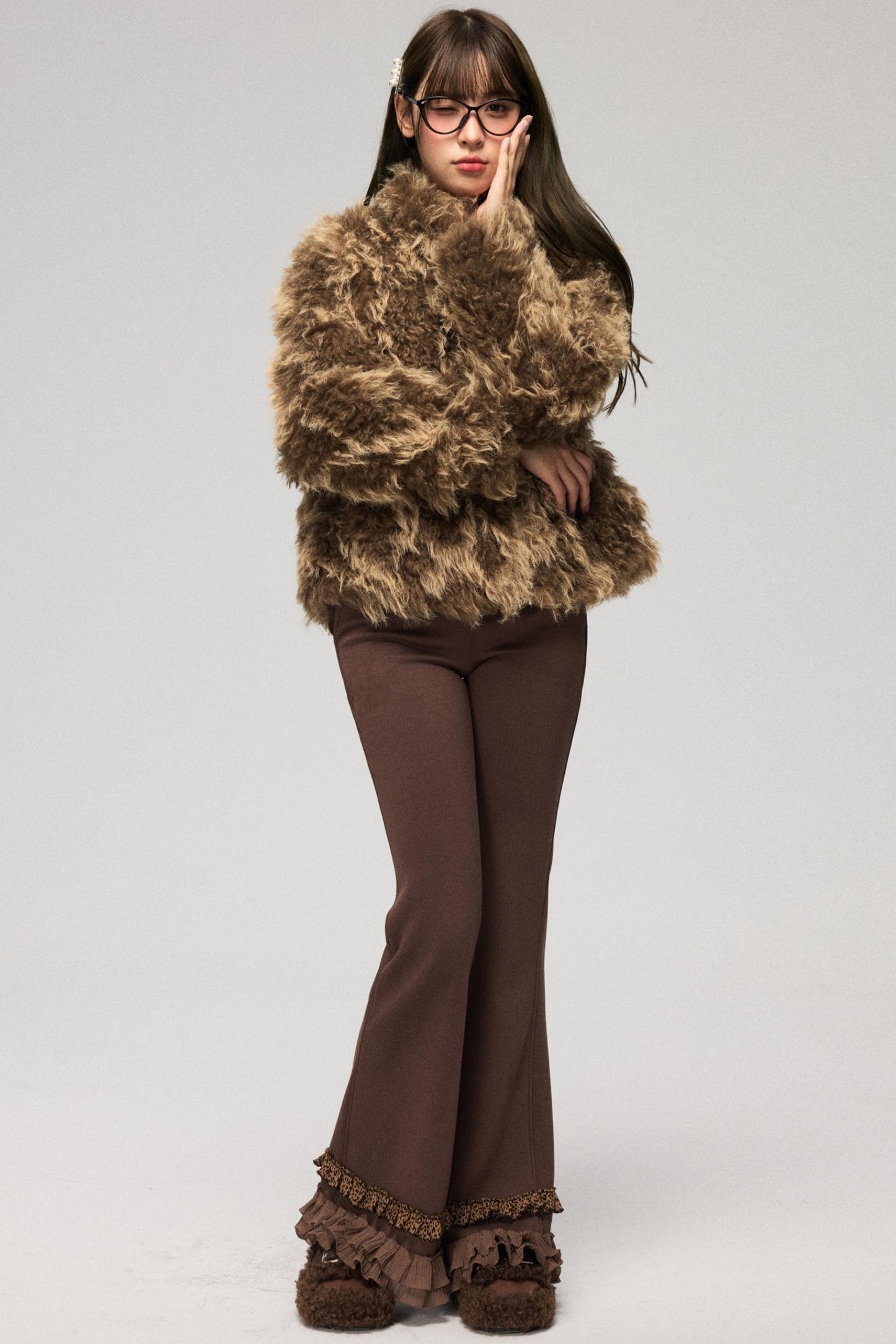 Bloom Pattern Fur Coat