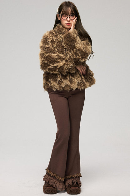 Bloom Pattern Fur Coat