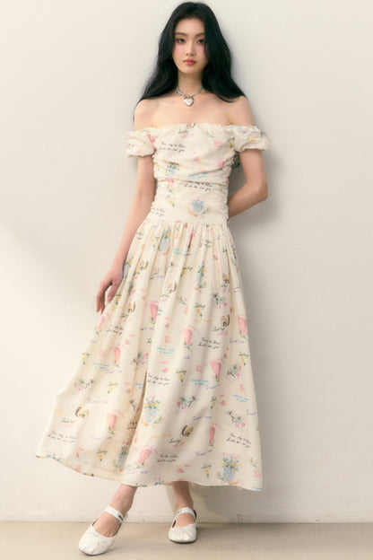 Pastel Lotus Neck-Tie Oriental Dress