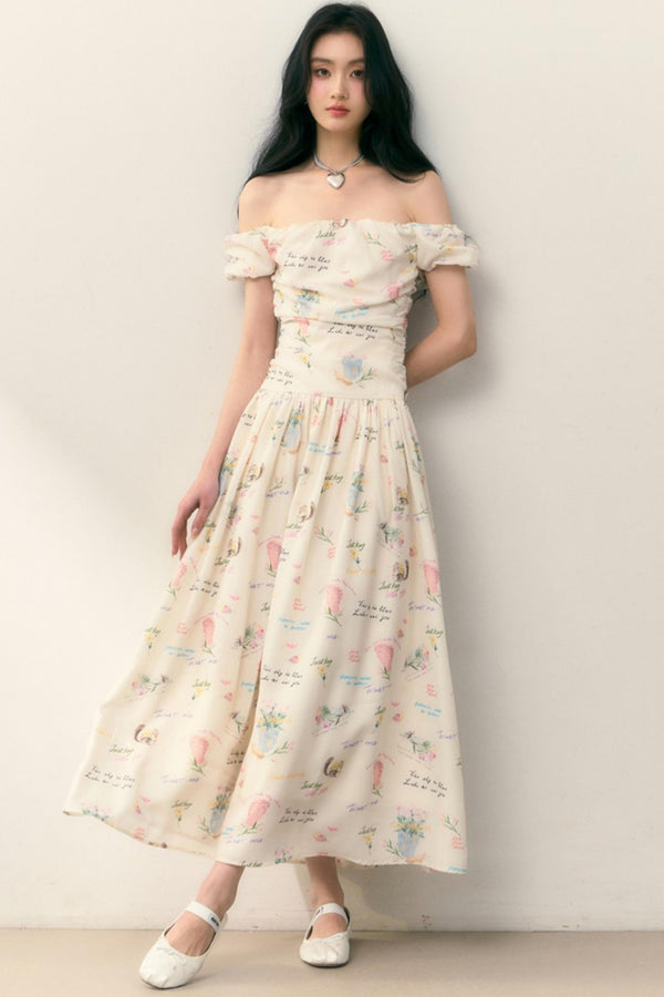 Pastel Lotus Neck-Tie Oriental Dress