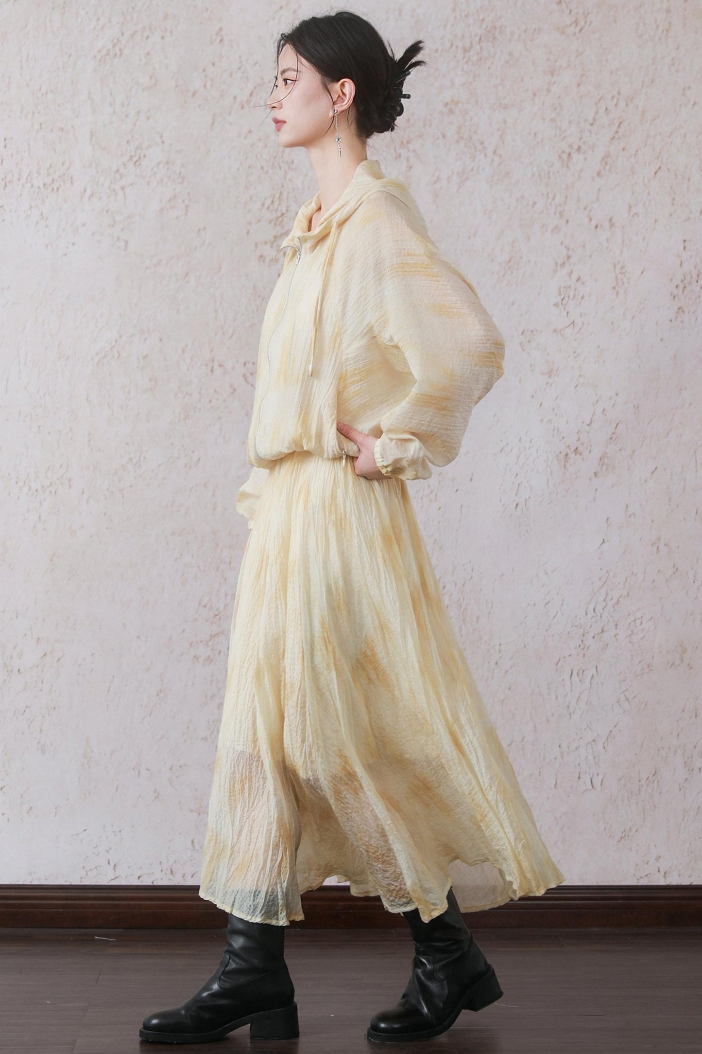 Yellow Pleated Skirt