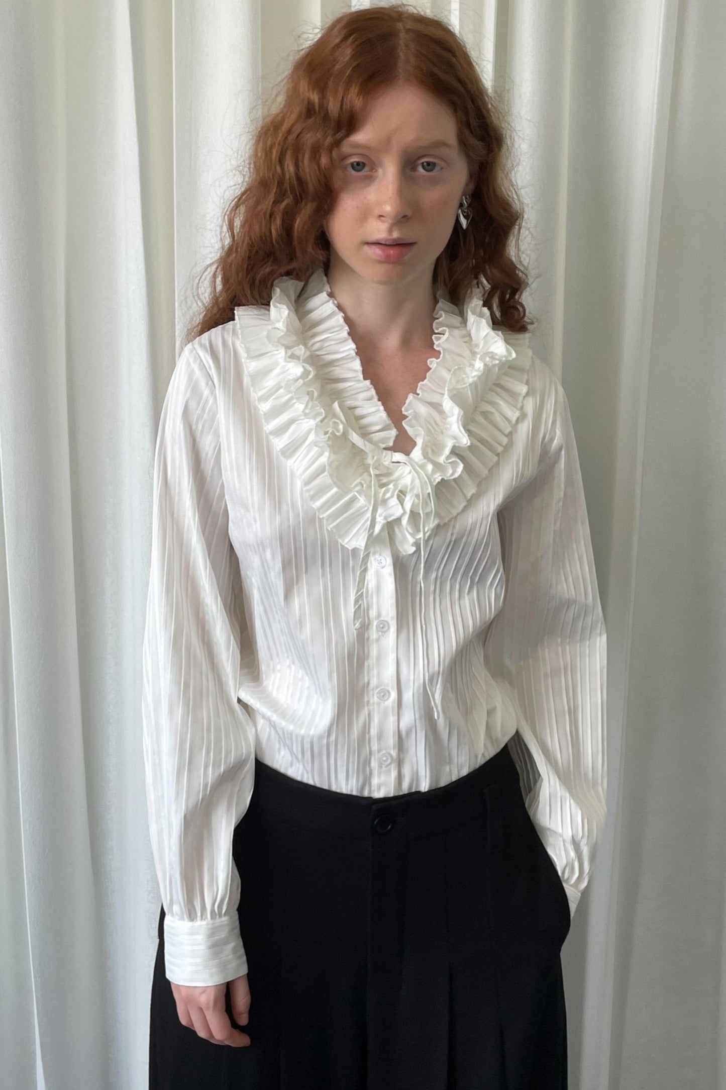 Big Lace Tie Long Sleeve Shirt