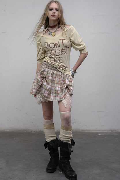 Straight silhouette Plaid Skirt