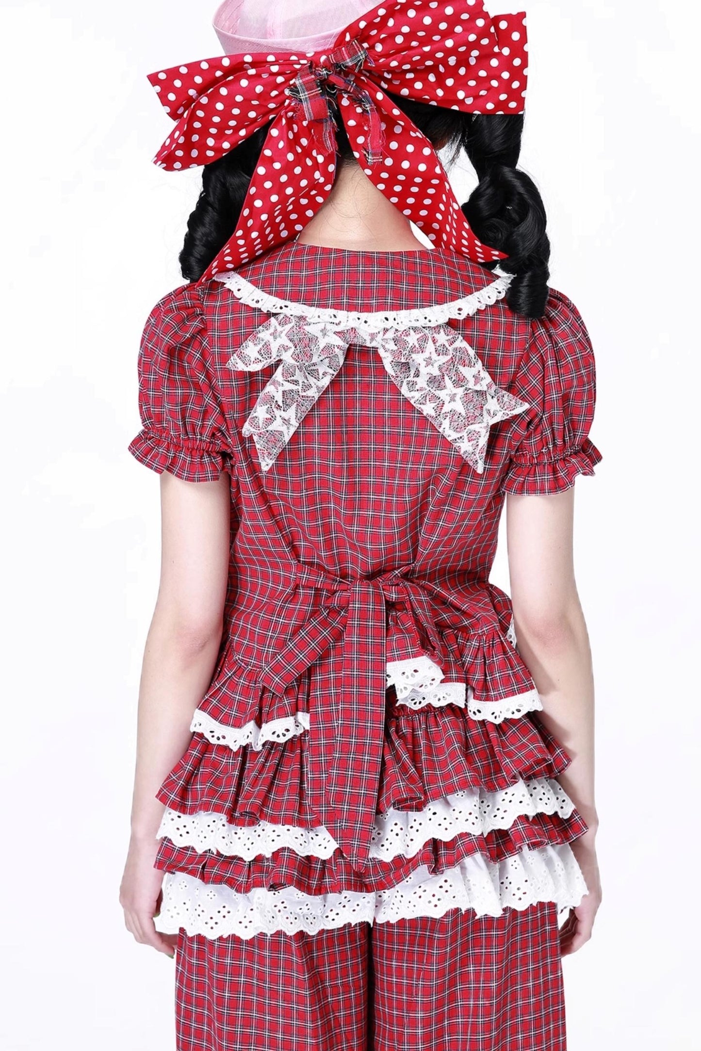 Red Gingham Showa Style Shirt