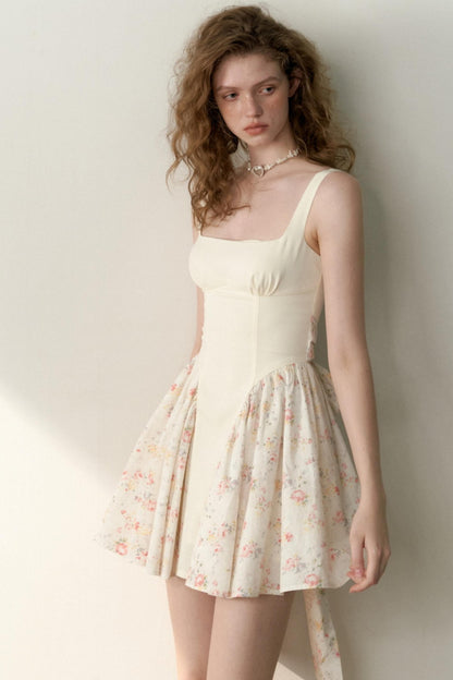 Floral Patchwork Bowtie Camisole Dress
