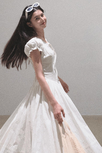 Lovefall Embroidered Cotton Tea Dress