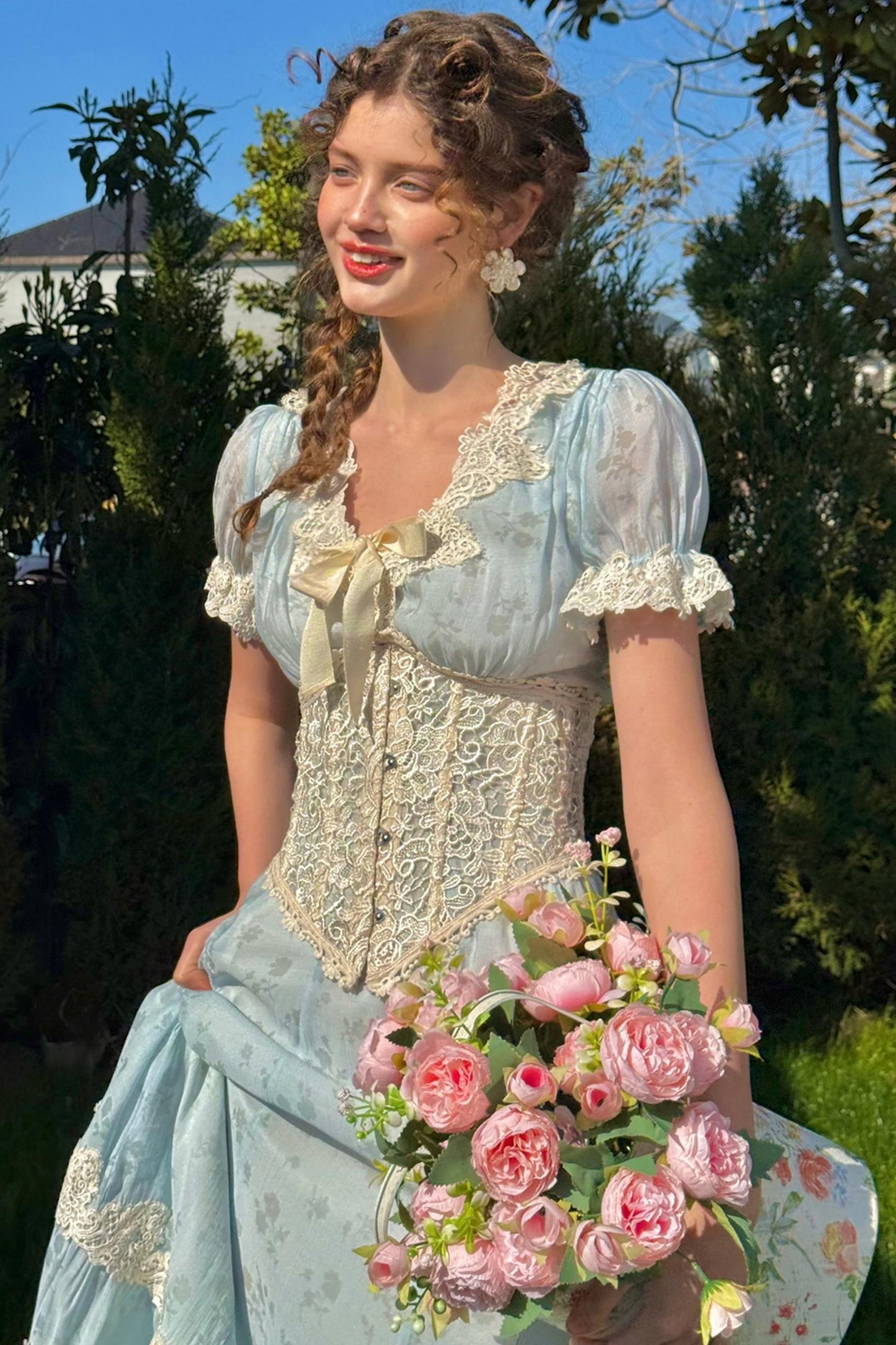 Summer Breeze Blue Lace Dress Set-Up