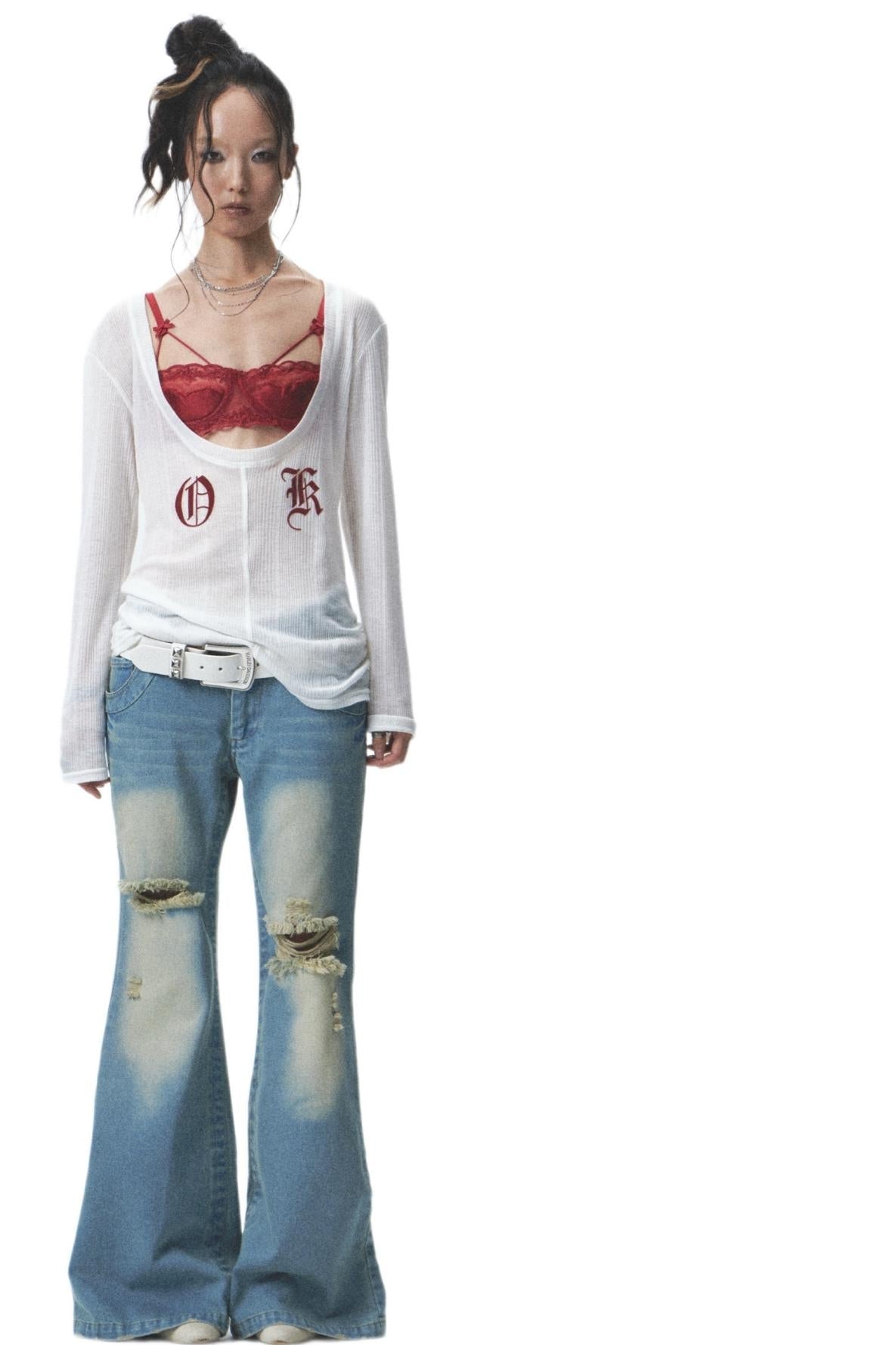 Flocked Sunshield Long Sleeve Skirt Set-Up