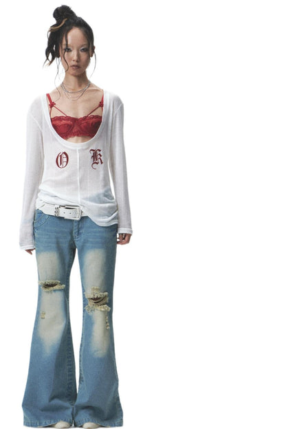 Flocked Sunshield Long Sleeve Skirt Set-Up