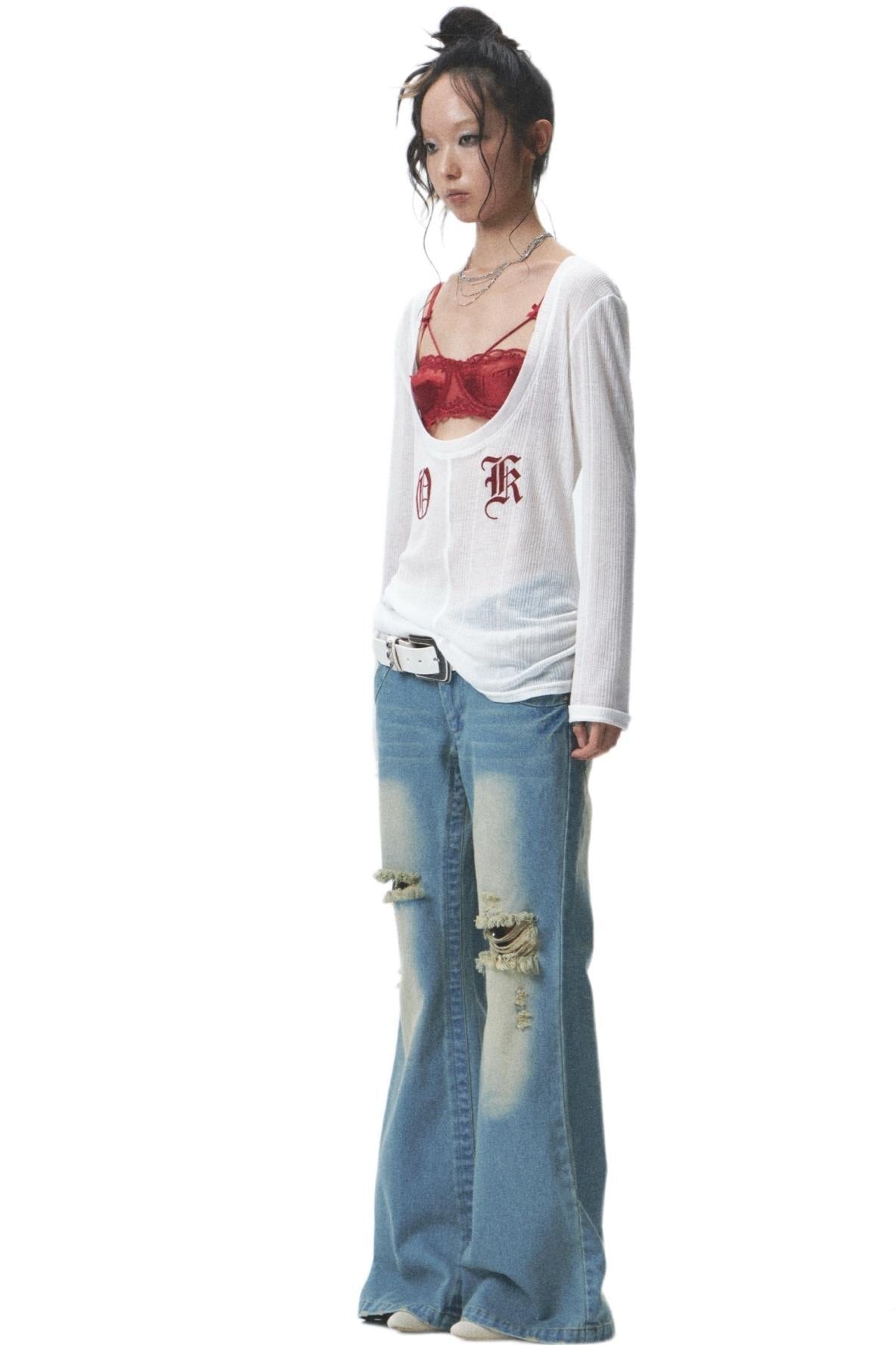 Flocked Sunshield Long Sleeve Skirt Set-Up