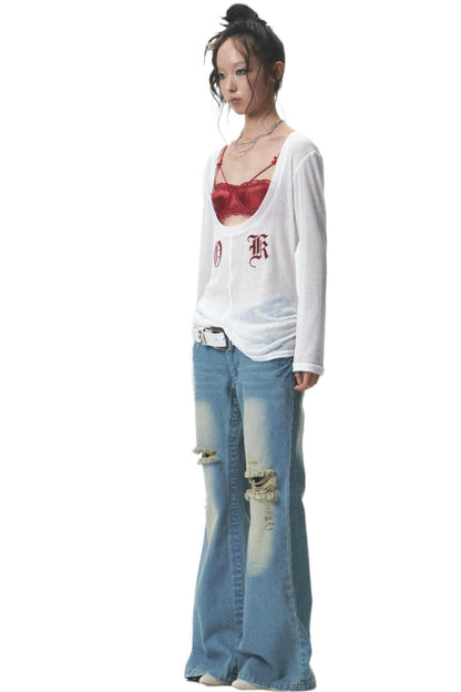 Flocked Sunshield Long Sleeve Skirt Set-Up