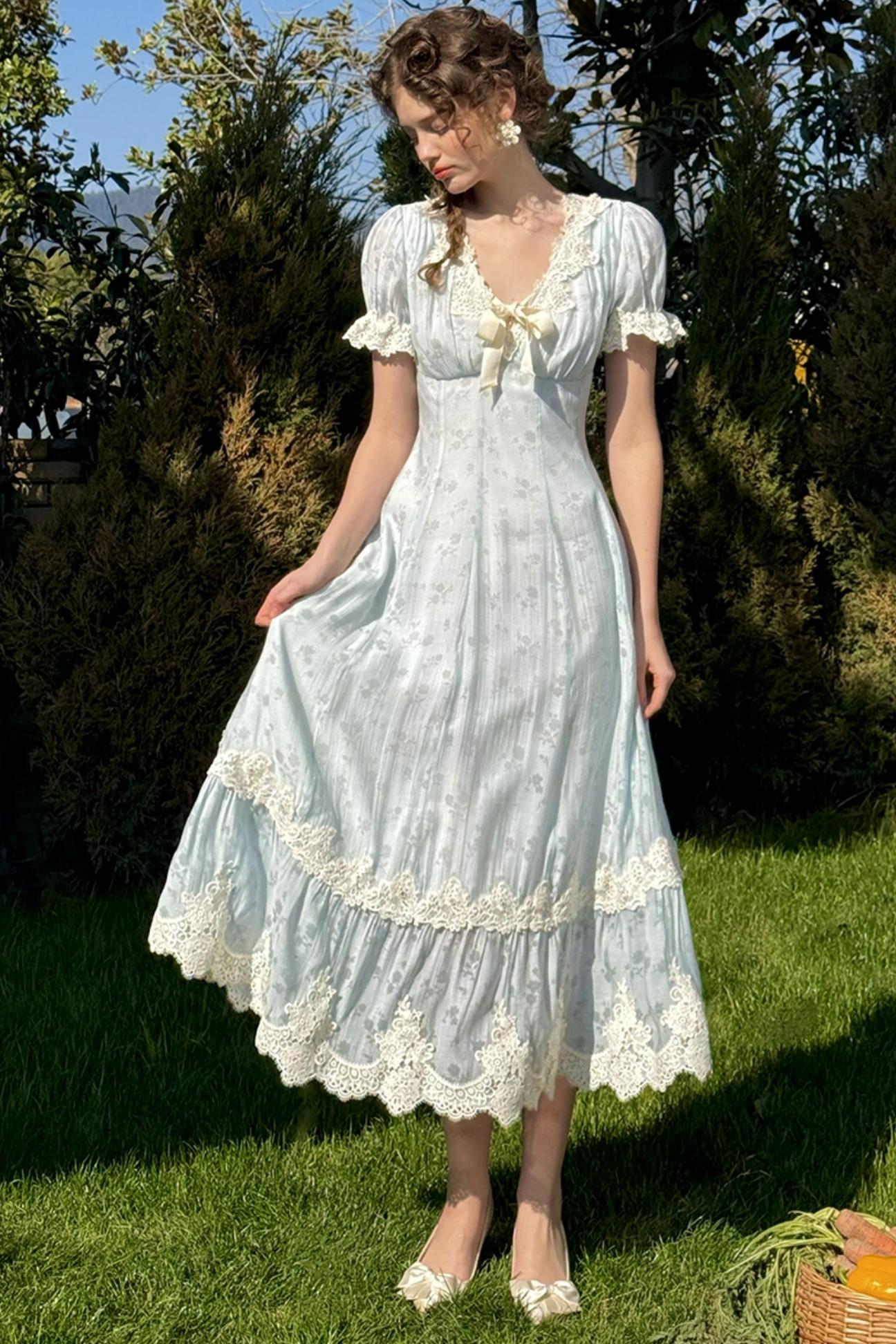 Summer Breeze Blue Lace Dress Set-Up