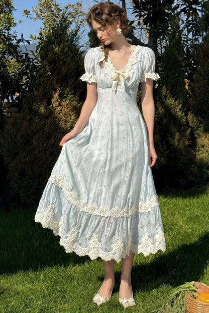 Summer Breeze Blue Lace Dress Set-Up