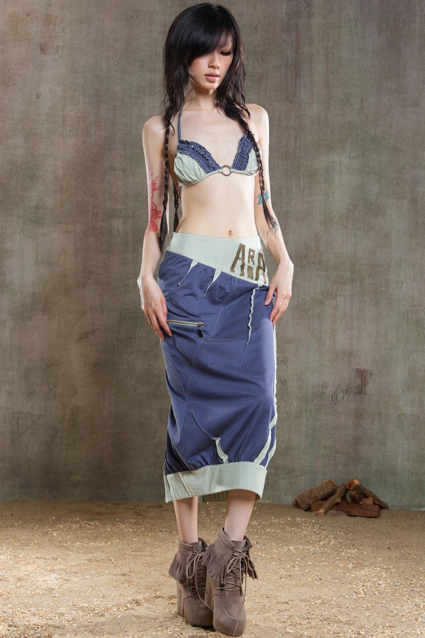 Colorful Punk Ruffle Bikini