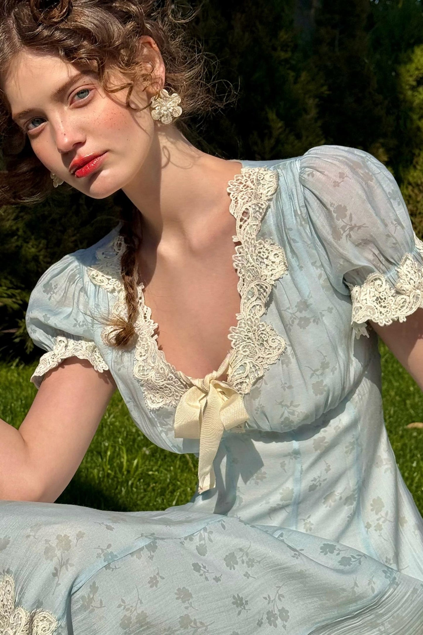 Summer Breeze Blue Lace Dress Set-Up