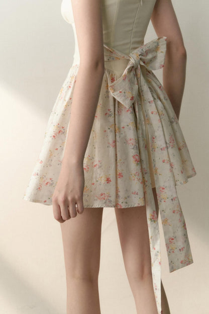Floral Patchwork Bowtie Camisole Dress