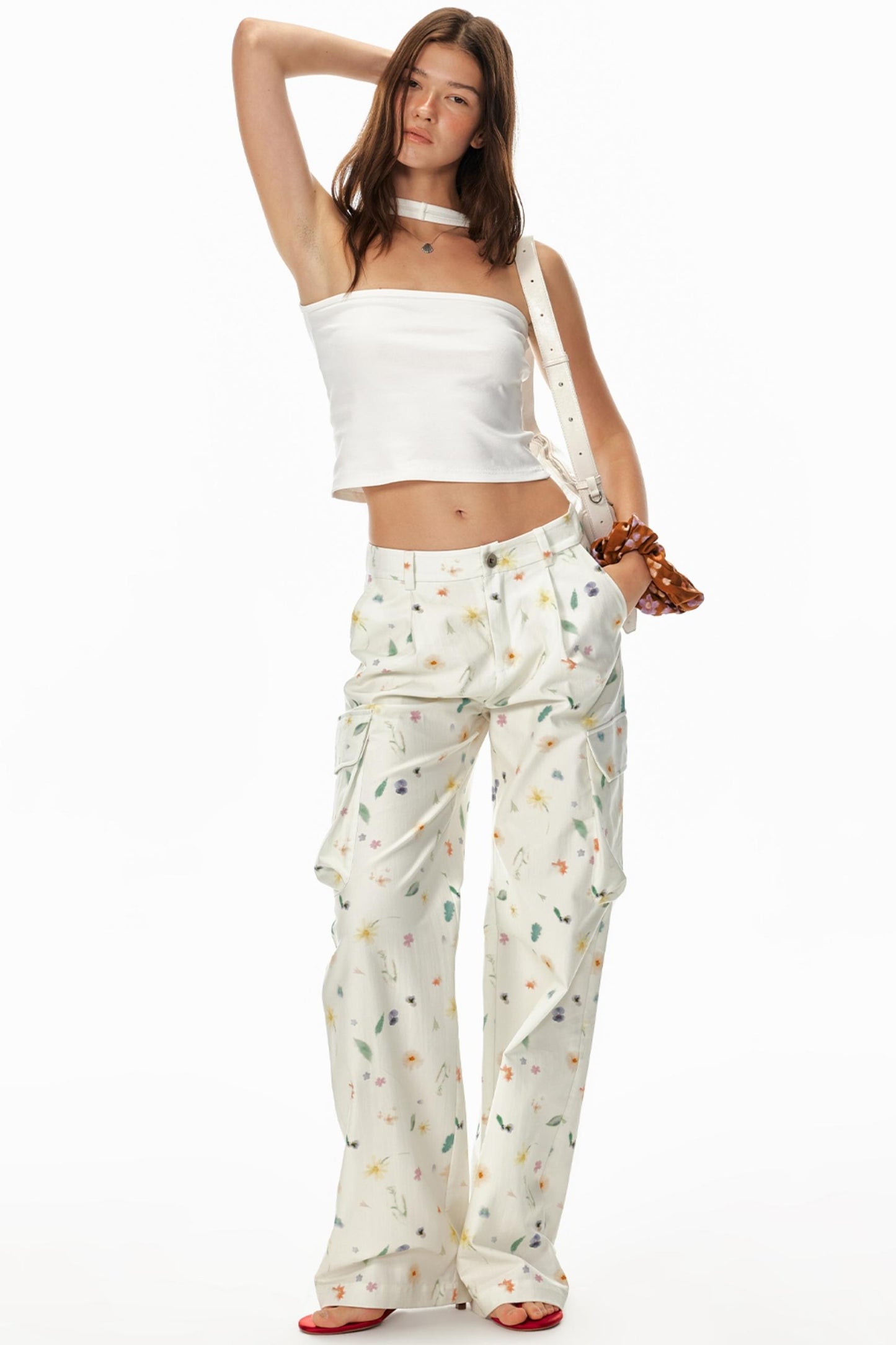 3D Floral Wide-Leg Pants