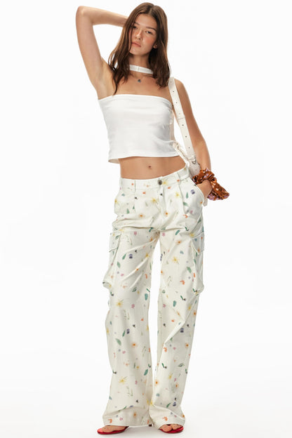 3D Floral Wide-Leg Pants