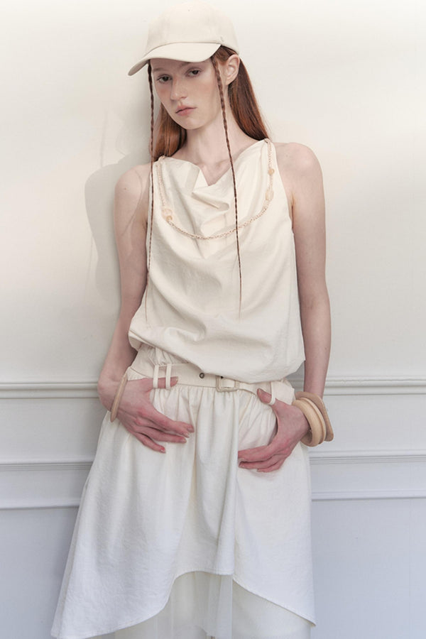 Beige Mesh Tea Dress