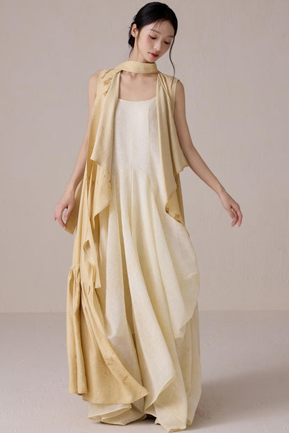 Tea-Dyed Flowing Belted Jacket