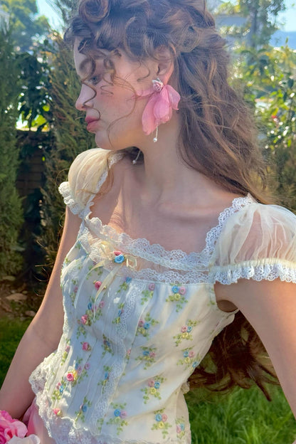 Floral Bubble Sleeve Top