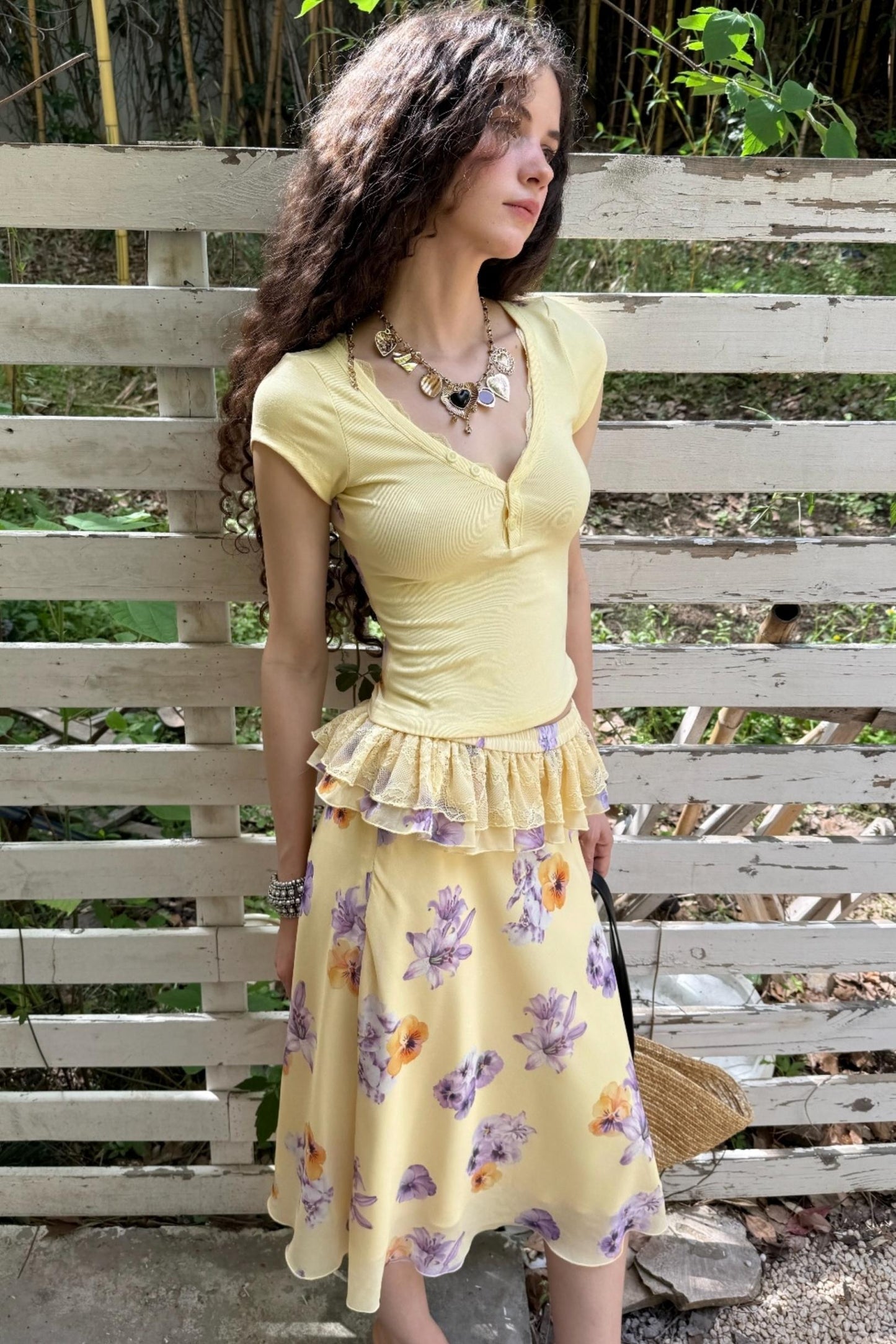 Floral Buttoned Blouse Set-Up