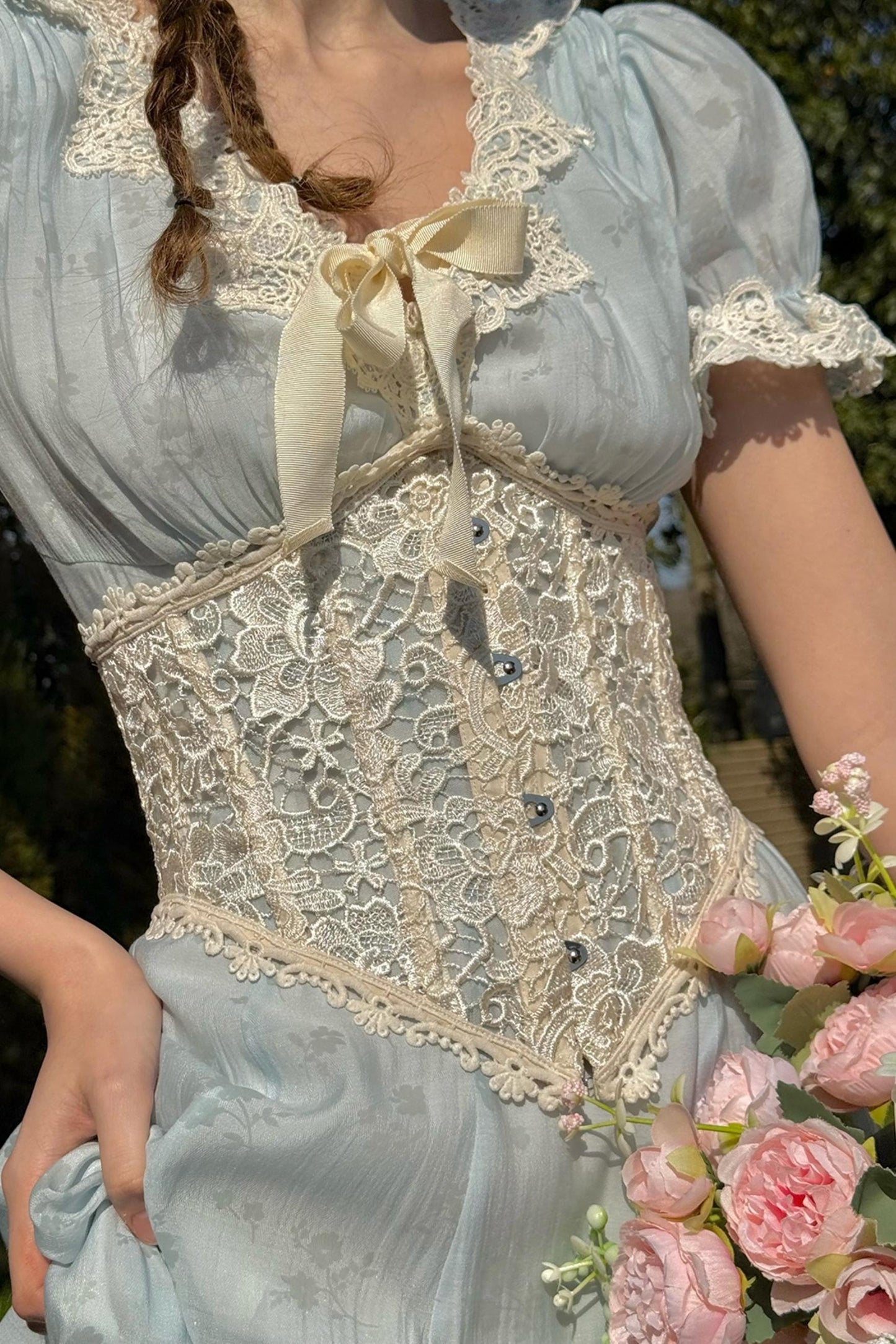 Summer Breeze Blue Lace Dress Set-Up