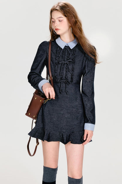 Color Clash Bow Dress