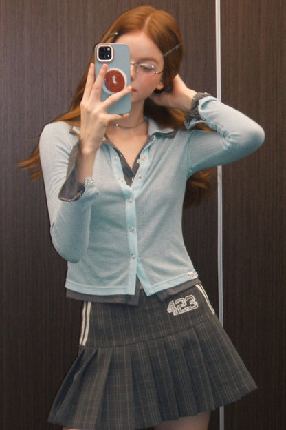 Blue Metal Buckle Slim Fit Tee