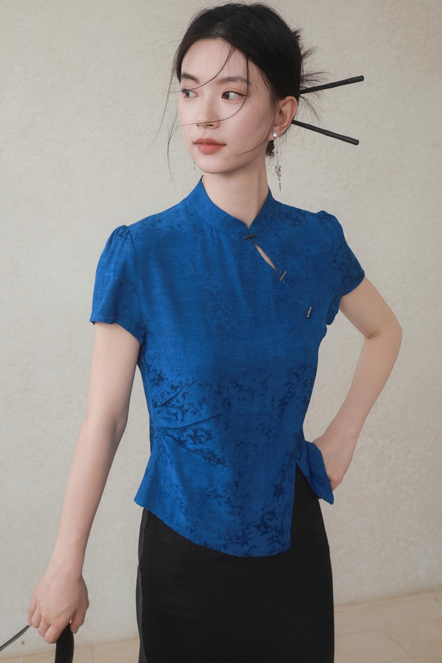 Klein Blue Chinese Shirt