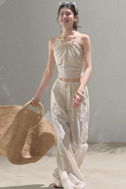 Self-Love Embroidered Summer Pants