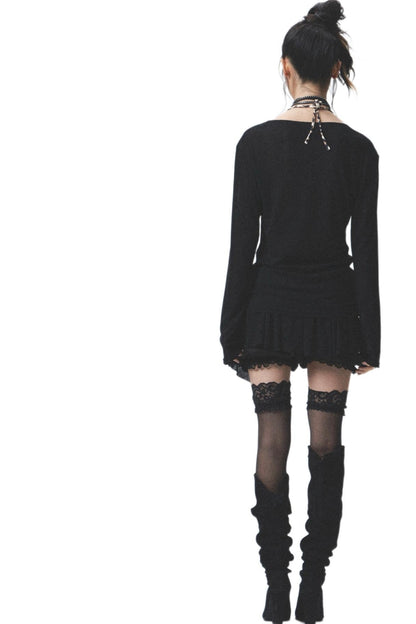 Flocked Sunshield Long Sleeve Skirt Set-Up