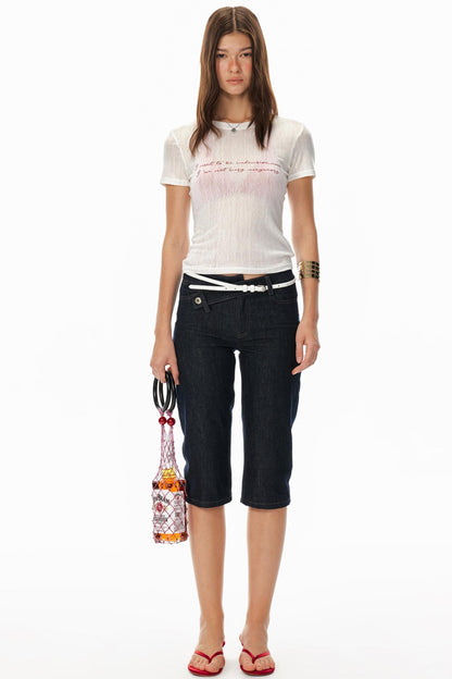 Asymmetrical Denim Shorts