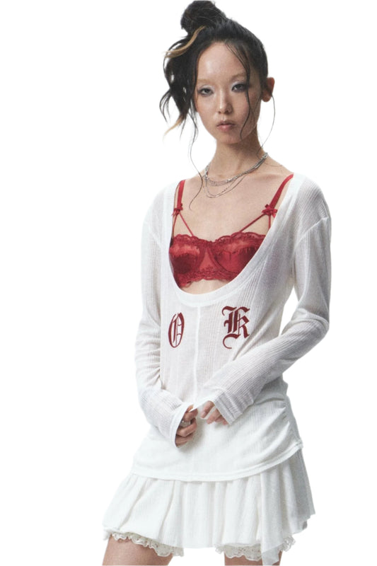 Flocked Sunshield Long Sleeve Skirt Set-Up