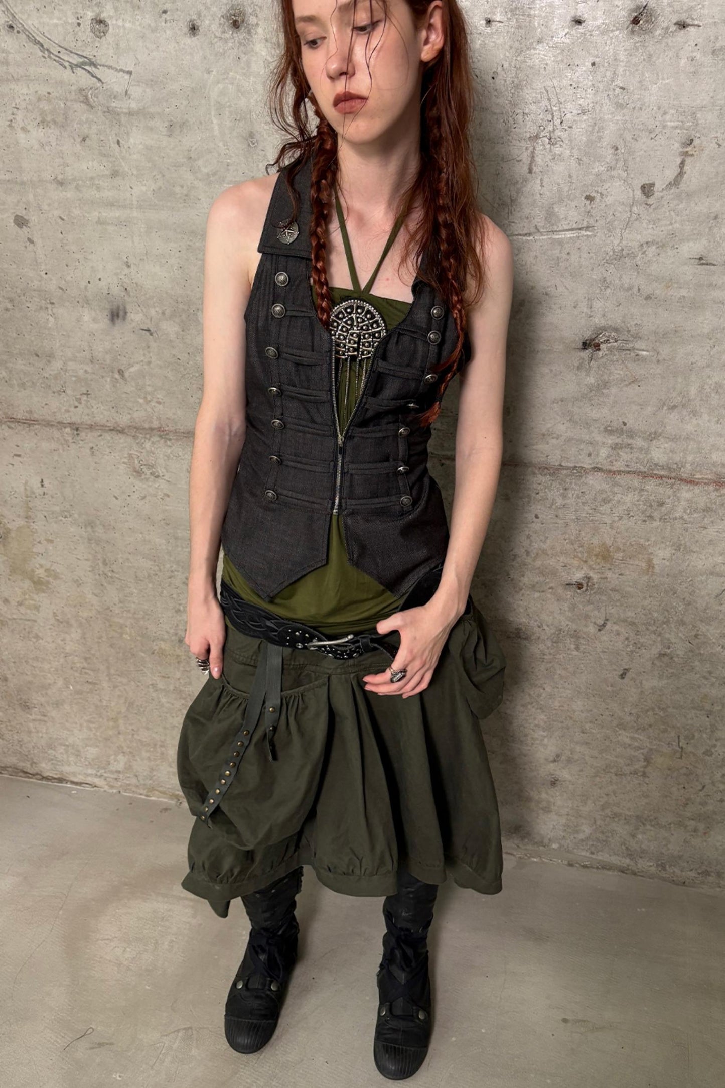 Slim Fit Double-Breasted Zipper Top