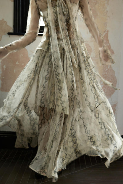 Snake Print A-line Skirt Set-Up