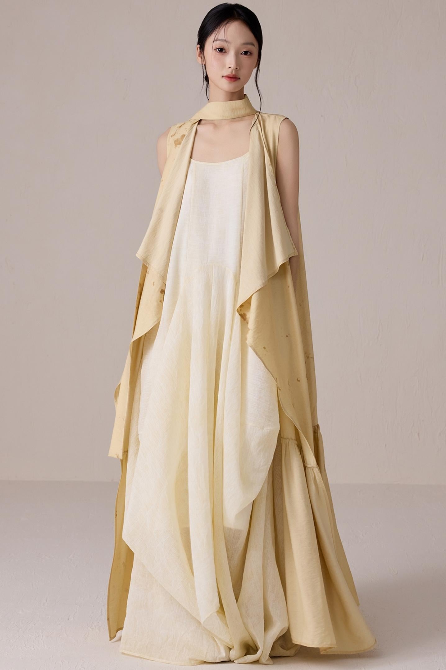 Tea-Dyed Flowing Belted Jacket