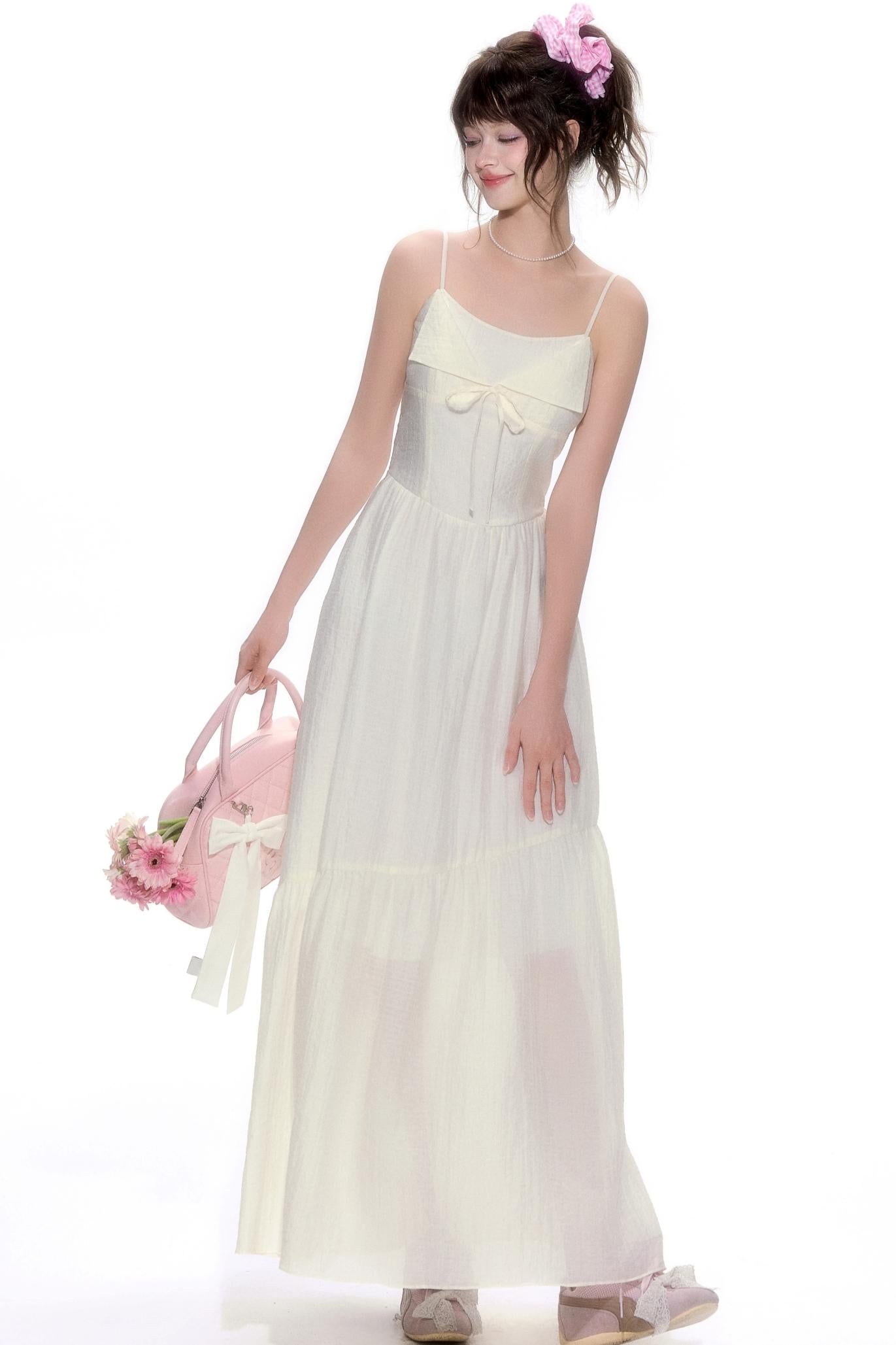 Chic Tencel White Long Dress