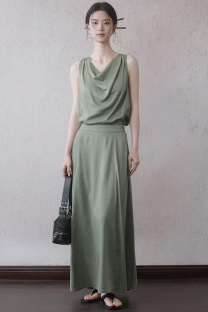 Lotus Green Cotton-Linen Tie Top Set