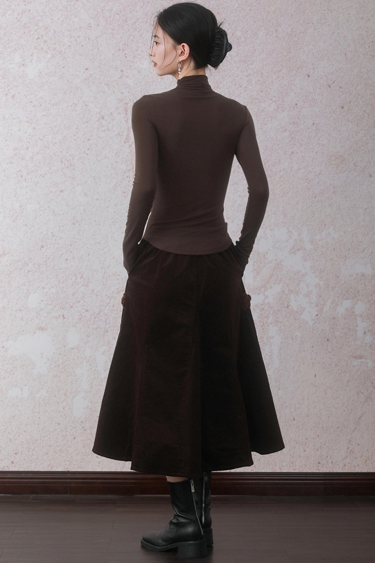 Three-dimensional Warm Semi-Turtleneck T-shirt