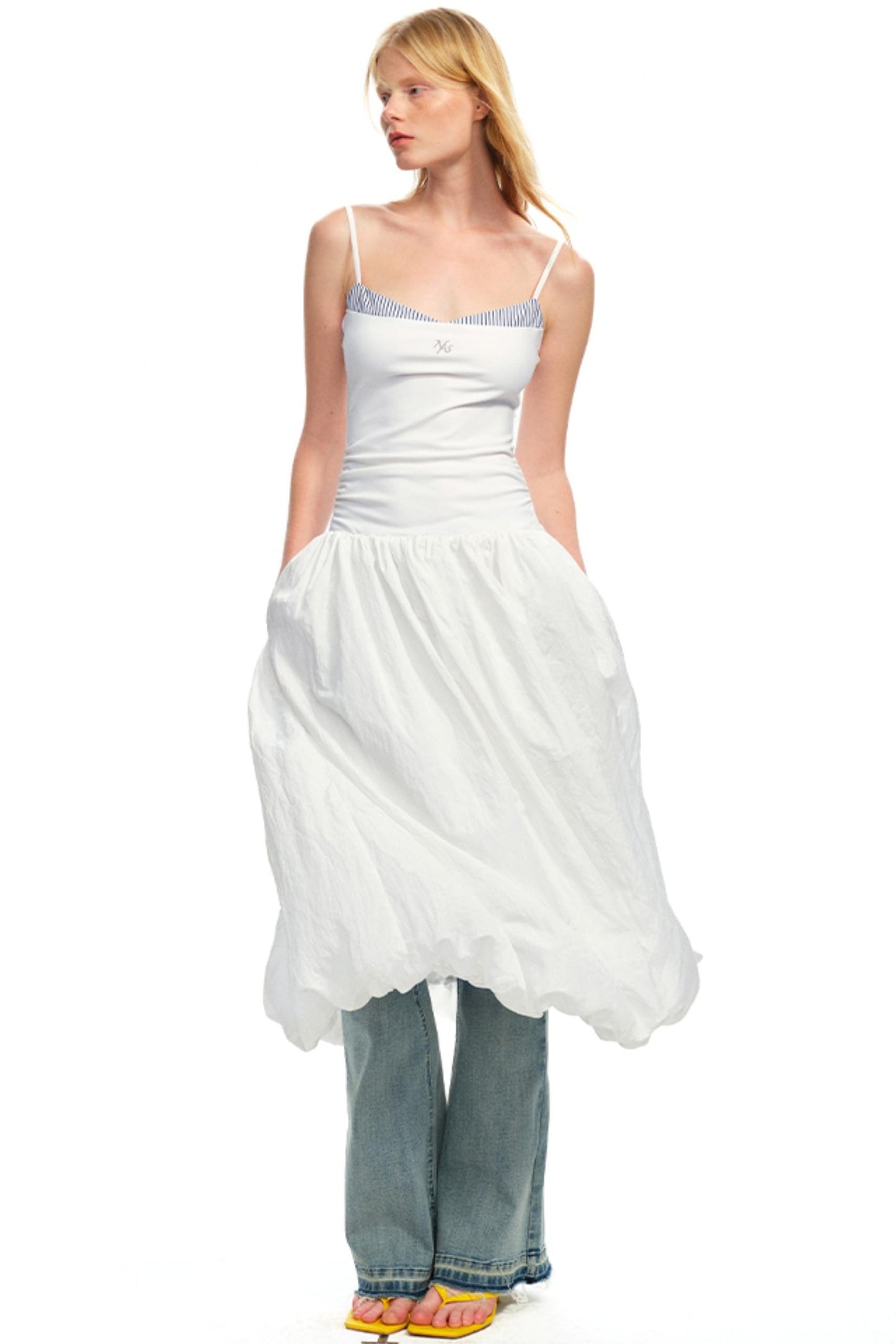 Color-Block Halter Maxi Dress