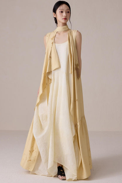 Tea-Dyed Flowing Belted Jacket